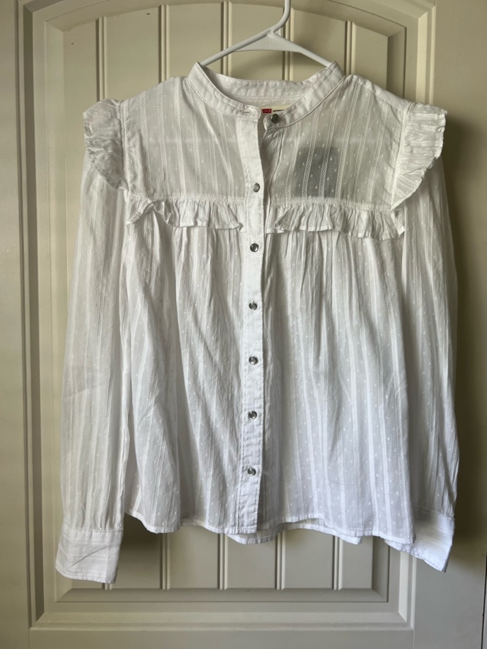Levi’s White Ruffled Button-Front Women's Blouse